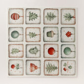 Watercolor Lineart Christmas Pattern Puzzle (Horizontal)