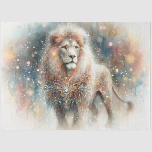 Watercolor Lion Christian Faith Art Decoupage Seidenpapier (Vorderseite)