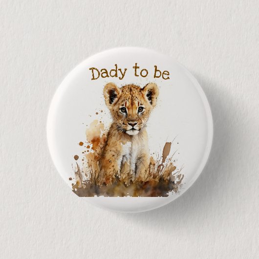 Watercolor Lion King`s Baby Dusche Button (Vorderseite)