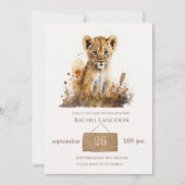 Watercolor Lion King`s Baby Dusche Einladung (Vorderseite)