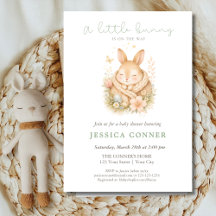Watercolor Little Bunny On The Way Baby Shower 