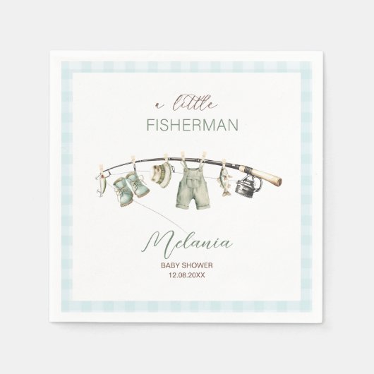    Watercolor Little Fisherman  baby shower Serviette (Vorderseite)