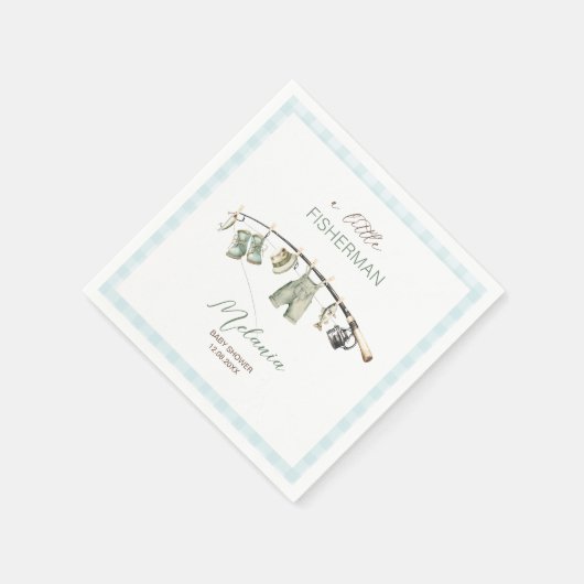    Watercolor Little Fisherman  baby shower Serviette (Ecke)