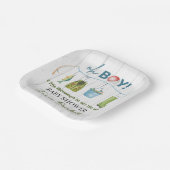 Watercolor Little Fisherman on the Way Baby Shower Pappteller (Gewinkelt)