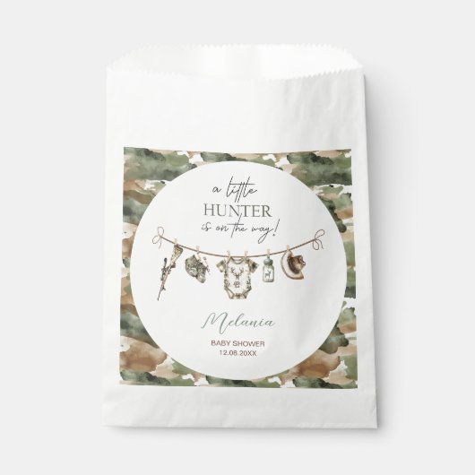 Watercolor Little Hunter baby shower Geschenktütchen (Vorderseite)