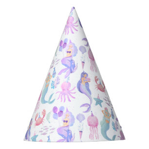 Watercolor Little Mermaid Magical Birthday Party Partyhütchen