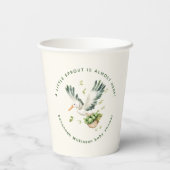 Watercolor Little Sprout stork Baby Shower Pappbecher (Rückseite)