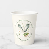Watercolor Little Sprout stork Baby Shower Pappbecher (Vorderseite)