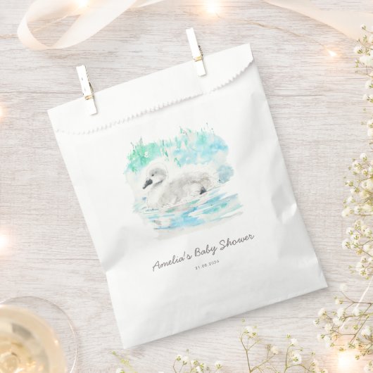 Watercolor Little Swan Baby Shower Geschenktütchen (Ausgeschnitten)