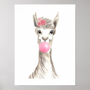 Watercolor Llama Blase Poster