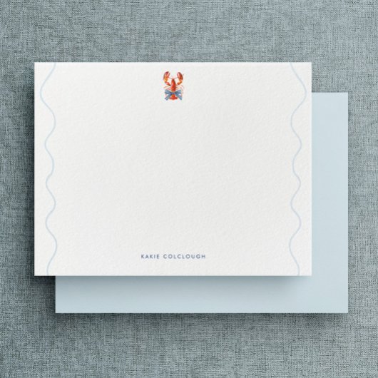 Watercolor Lobster Coastal Flat Note Card Mitteilungskarte