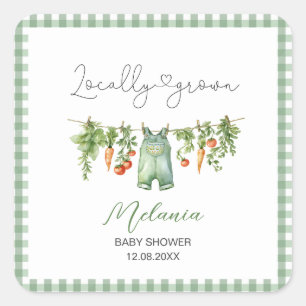 Watercolor lokal angebaute Babyparty-Papierplatte Quadratischer Aufkleber