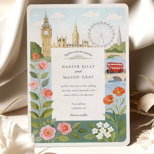 Watercolor London Big Ben Wedding Einladung