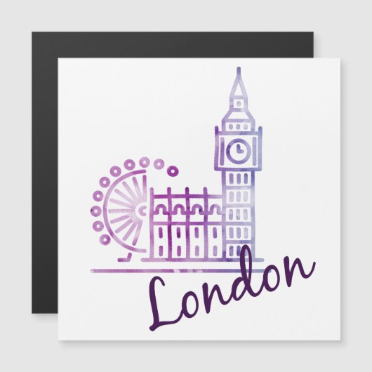 Watercolor London Magnetkarte (Vorne/Hinten)