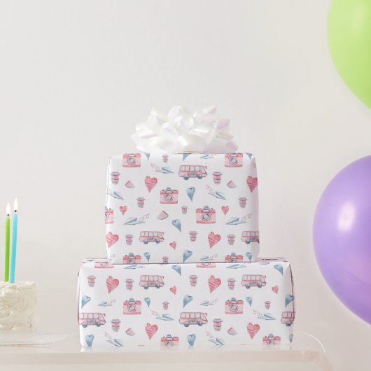 Watercolor London Pattern Geschenkpapier (Partygeschenke)
