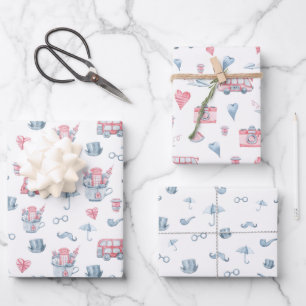 Watercolor London Pattern Geschenkpapier Set