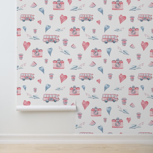 Watercolor London Pattern Tapete (Anwendung)