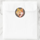 Watercolor Lone Wolfsgesicht Runder Aufkleber (Tasche)