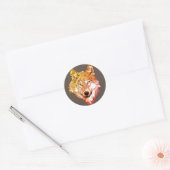 Watercolor Lone Wolfsgesicht Runder Aufkleber (Umschlag)