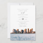 Watercolor Long Island New York Skyline Wedding Einladung (Vorderseite)