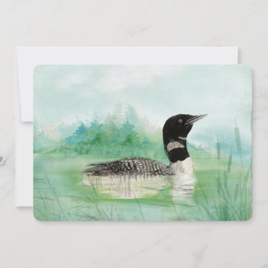 Watercolor Loon Bird Party - Einladung (Vorderseite)
