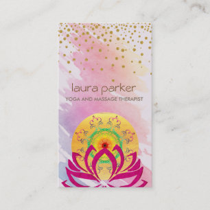 Watercolor-Lotos-Blumen-Yoga-Lehrer holistisch Visitenkarte