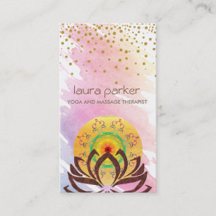 Watercolor-Lotos-Blumen-Yoga-Lehrer holistisch Visitenkarte