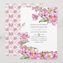 Watercolor Lotus Blume Indian Wedding