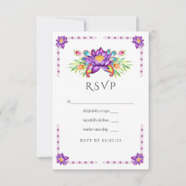 Watercolor Lotus Blume Indian Wedding RSVP Karte