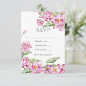 Watercolor Lotus Blume Indian Wedding RSVP Karte (Stehend Vorderseite)