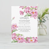 Watercolor Lotus Blume Indian Wedding Update Einladung (Stehend Vorderseite)