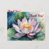 Watercolor Lotus Blume Vielen Dank Postkarte (Vorne/Hinten)