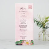 Watercolor Lotus Chinese Wedding Menu Card Einladung (Stehend Vorderseite)