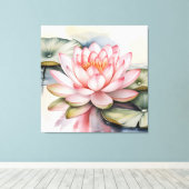 Watercolor Lotus Flower stretched Canvas Print Leinwanddruck (Insitu (Holzboden))