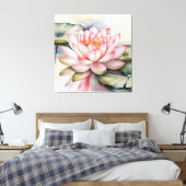Watercolor Lotus Flower stretched Canvas Print Leinwanddruck (Insitu (Schlafzimmer))
