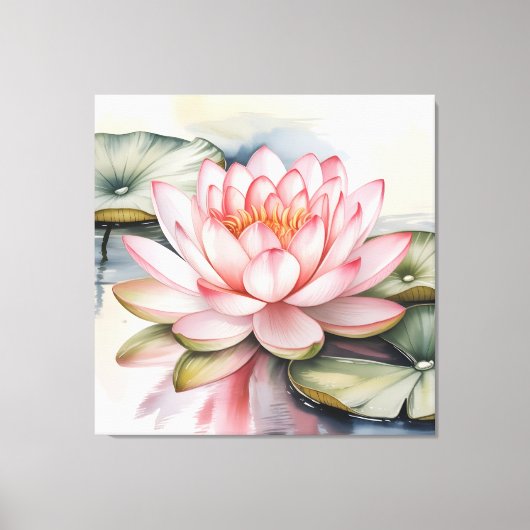 Watercolor Lotus Flower stretched Canvas Print Leinwanddruck (Vorderseite)