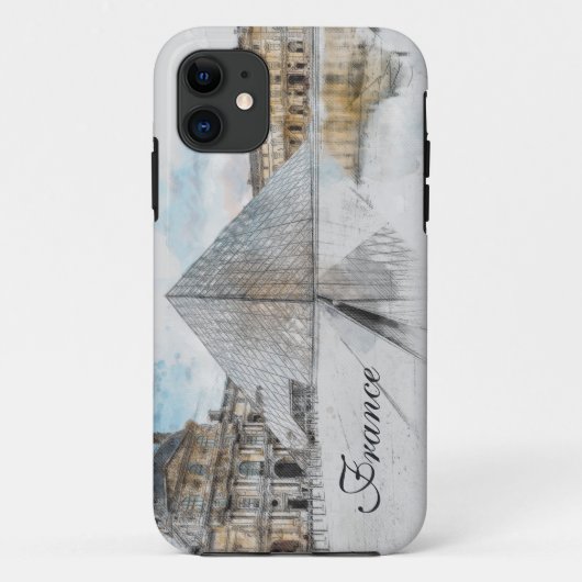 Watercolor Louvre iPhone Case - Artistic Paris (Rückseite)