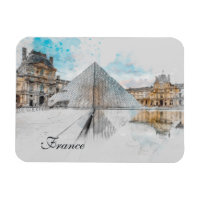 Watercolor Louvre Magnet - Paris Frankreich Reisen