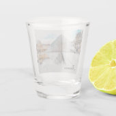 Watercolor Louvre Paris Shot Glass | Architektur Schnapsglas (Rückseite)