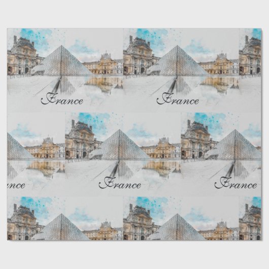 Watercolor Louvre Wrapping Paper - Paris Reisen Geschenkpapier (Flach)