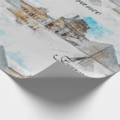 Watercolor Louvre Wrapping Paper - Paris Reisen Geschenkpapier (Ecke)
