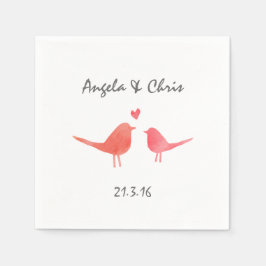 Watercolor Love Birds Serviette