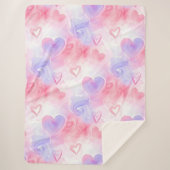 Watercolor Love Flow Pastel Pink Purple Heart Sherpadecke (Vorderseite)