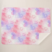 Watercolor Love Flow Pastel Pink Purple Heart Sherpadecke (Vorderseite (Horizontal))