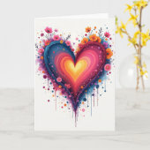 Watercolor Love Heart Flowers Card Karte (Gelbe Blume)