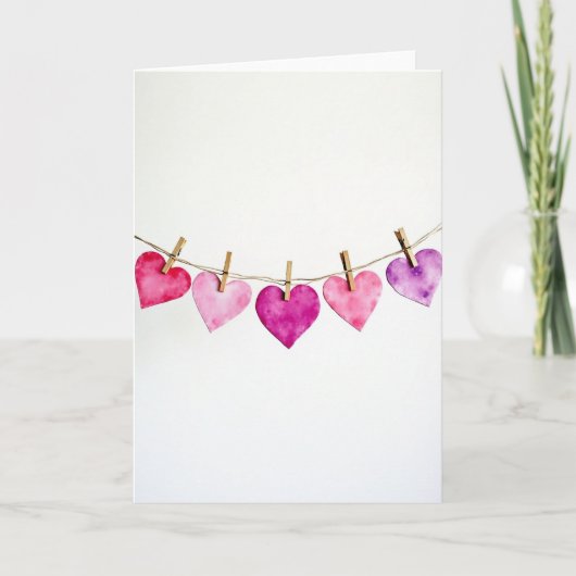 Watercolor Love Hearts Card Karte (Vorderseite)