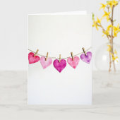 Watercolor Love Hearts Card Karte (Gelbe Blume)