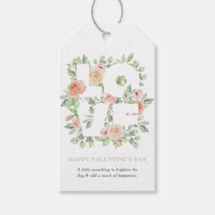 Watercolor LOVE Rosen und Grün für Valentinstag Geschenkanhänger