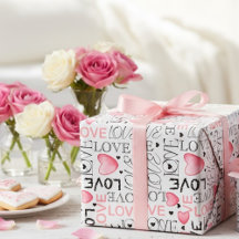 Watercolor Love Script and Pink Hearts Valentine's