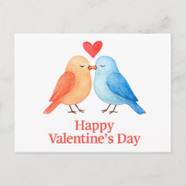 Watercolor Lovebirds with Heart Valentine’s Day Il Postkarte